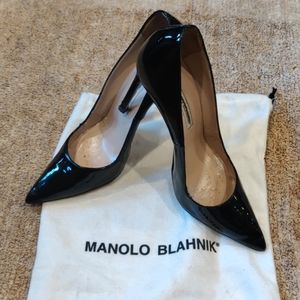 Black Patent Manolo Blahnik Heels - Size 38